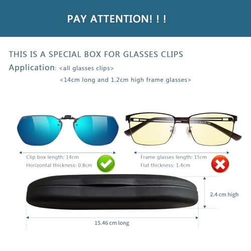 UpaClaire Clip-on Glasses Case Slim Hard Shell Ultra-light Retro Flat Glasses Storage Box Compression Resistant Black - Image 5
