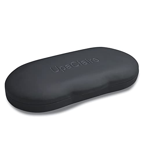UpaClaire Clip-on Glasses Case Slim Hard Shell Ultra-light Retro Flat Glasses Storage Box Compression Resistant Black - Image 1
