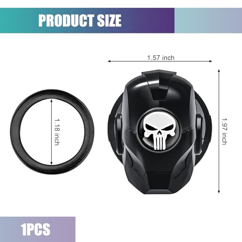 Tesnaao Pack-1 Car One-Button Start Decorative Cover, Iron Man Skull Trim Ignition Switch Anti-Scratch Protection, 150 Degree Opening Sticky Installation Start Button Cover, Universal for Car (Black) - Image 2
