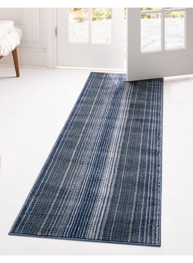 Unique Loom سجادة منطقة مجموعة الأحجار الكريمة توباز (2' × 5' 11" عداء أزرق أزرق داكن) - Image 1