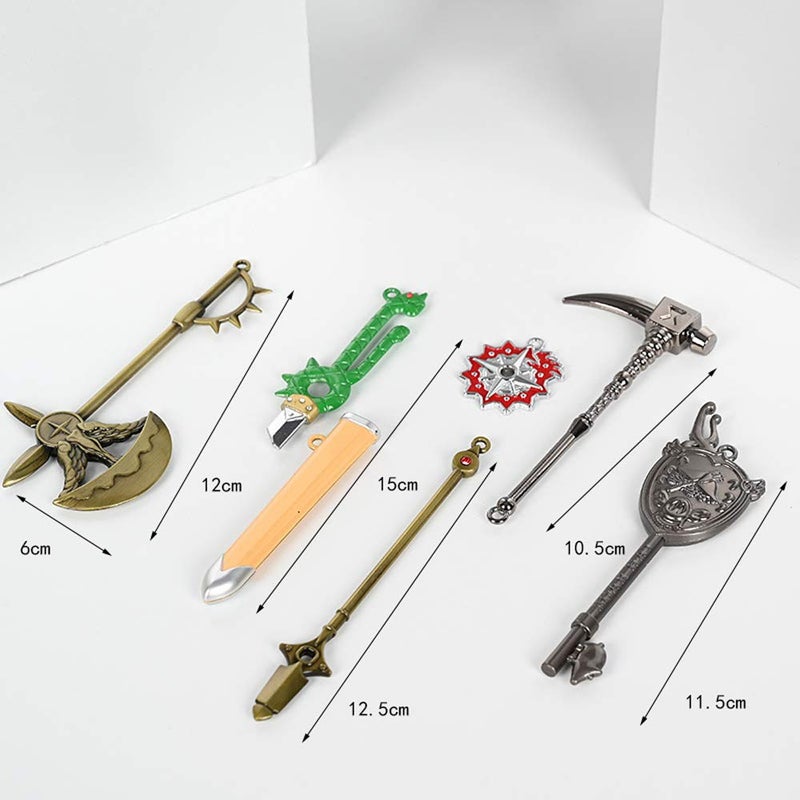 JCvCX 7 in 1 Box Mini Wepons Model Keychain Set Pendant Sets with Gift Box - Image 4