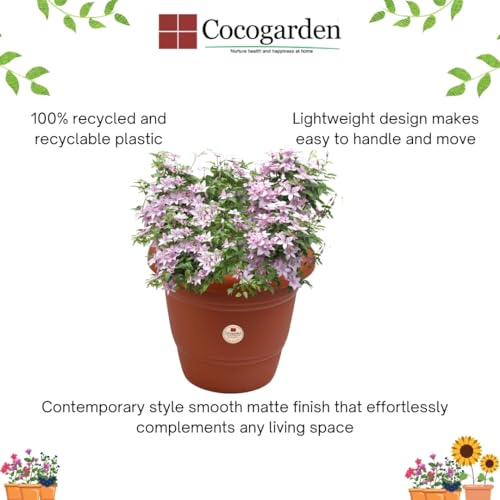 cocogarden 8-inch Plastic Planter Pots for Indoor, Outdoor Plants(Pack of 6, Terracotta Colour) - Image 3