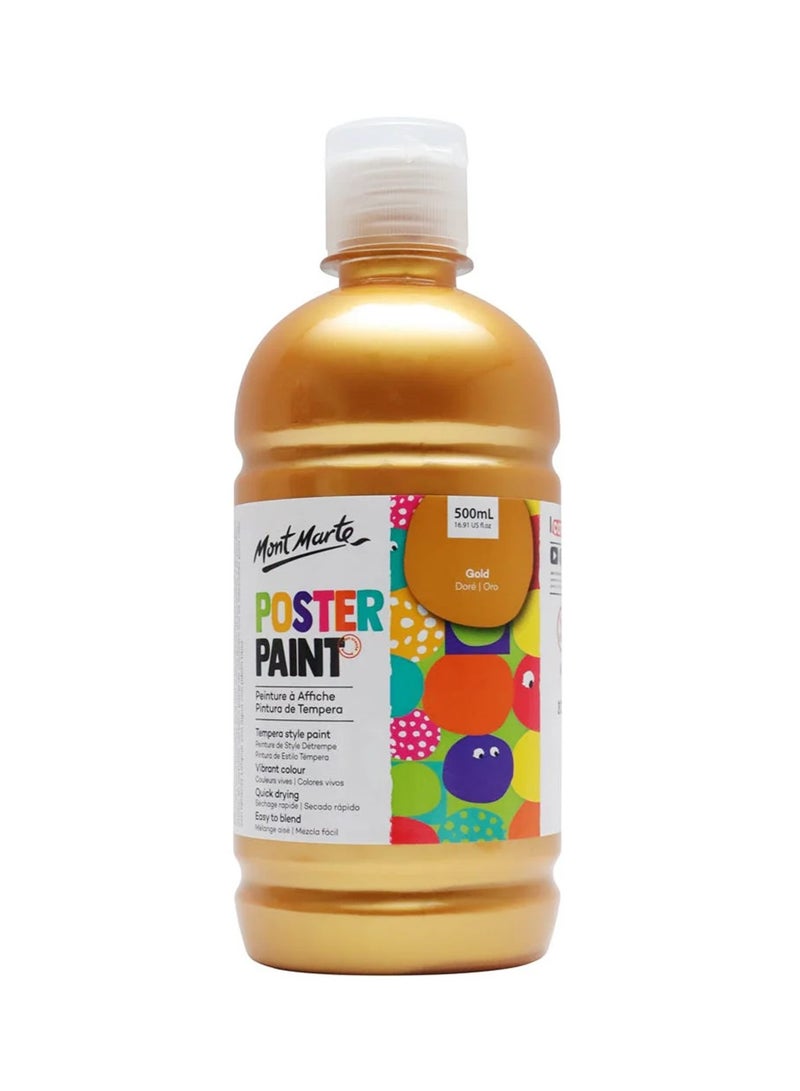 Mont Marte Tempera Style Poster Paint 500ml Content Gold - Image 1
