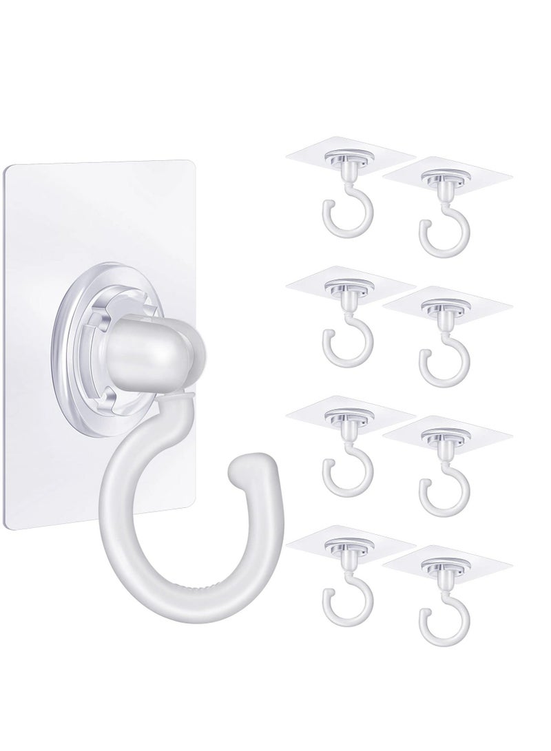 Adhesive Ceiling Hooks, 9 Pcs Reusable Wall Heavy Duty Hooks, White Plastic Heavy Duty Adhesive Ceiling Hooks, for Kitchen Bathroom Ceiling Wall Office Window - Image 1