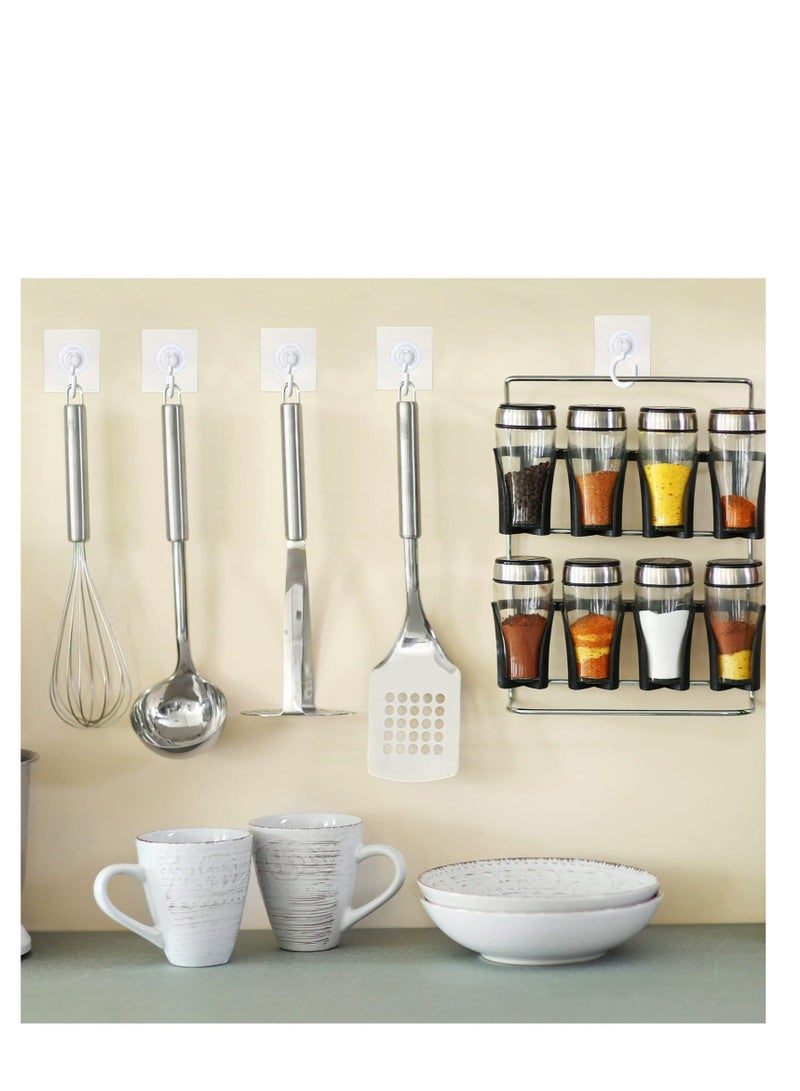 Adhesive Ceiling Hooks, 9 Pcs Reusable Wall Heavy Duty Hooks, White Plastic Heavy Duty Adhesive Ceiling Hooks, for Kitchen Bathroom Ceiling Wall Office Window - Image 5