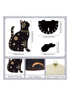 KASTWAVE Cute Black Cat Shelf, Wooden Wall Mounted Crystal Display Shelf Decorative Crystal Wall Shelf Crystal Organizer Floating Shelves for Living Room Bathroom Decor, Does Not Contain Crystal Jewelry  - Image 2