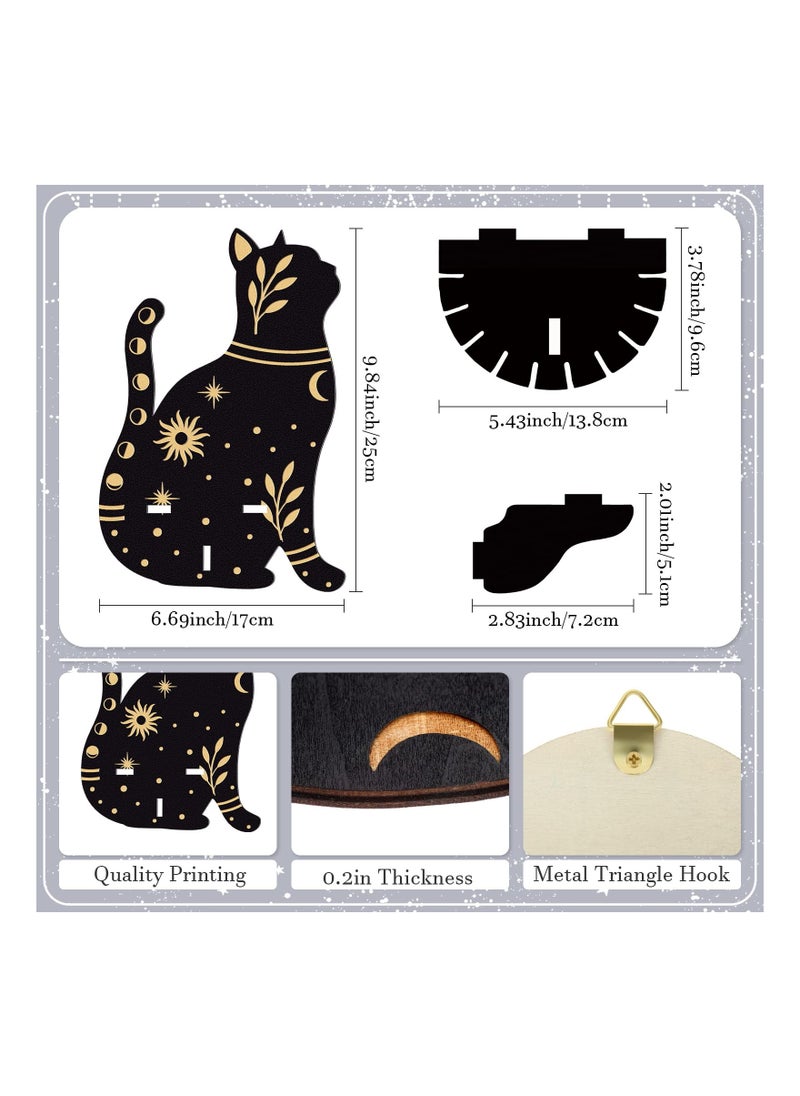 KASTWAVE Cute Black Cat Shelf, Wooden Wall Mounted Crystal Display Shelf Decorative Crystal Wall Shelf Crystal Organizer Floating Shelves for Living Room Bathroom Decor, Does Not Contain Crystal Jewelry  - Image 2