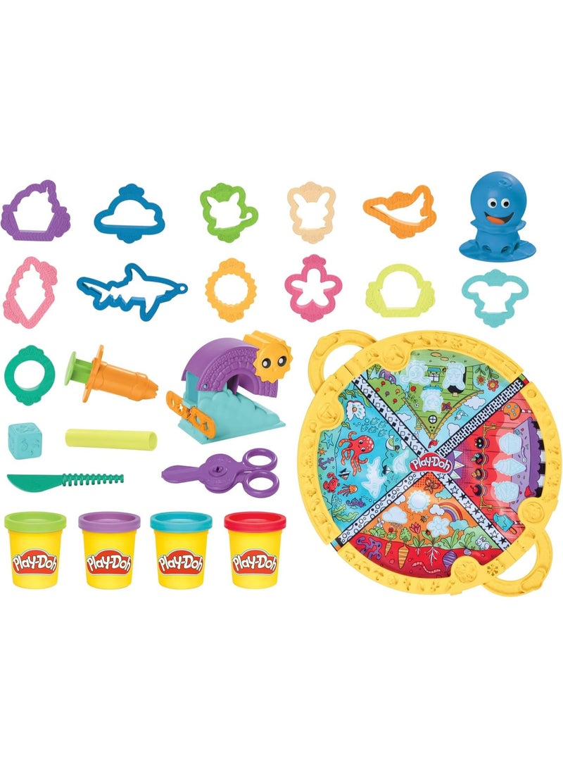 Play-Doh مجموعة أدوات اللعب القابلة للطي والتنقل من بلاي دوه مع 19 ملحقًا، ألعاب ما قبل المدرسة للبنات والأولاد من سن 3 سنوات فما فوق، فنون وحرف يدوية للأطفال - Image 3