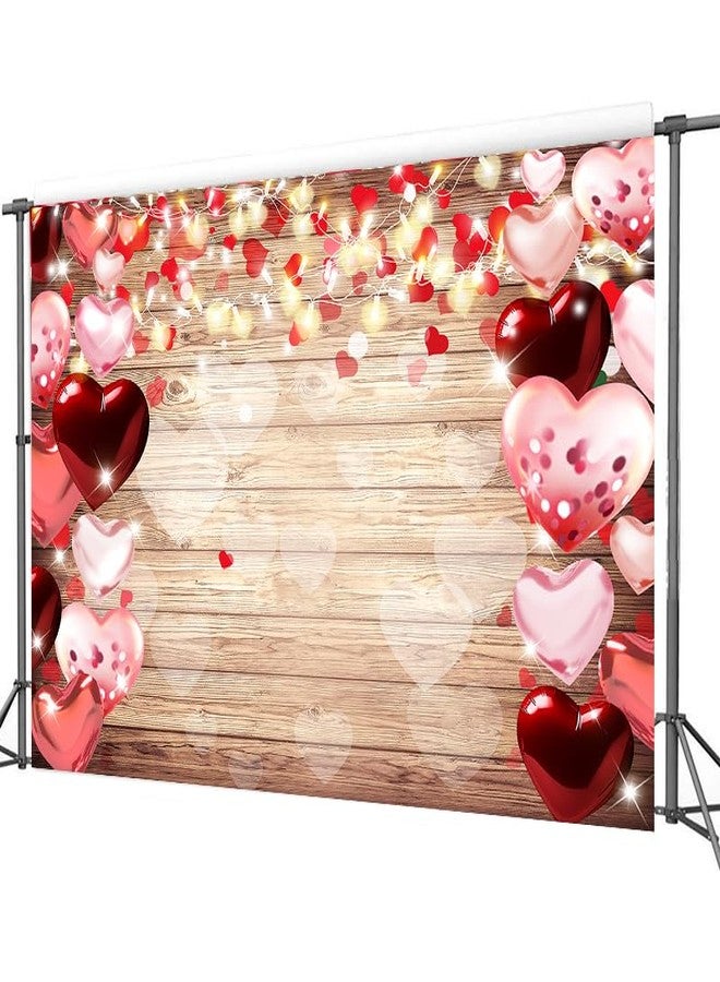 Dudaacvt 7x5ft Valentine's Day Backdrop Rustic Wood Lighting Red Love Heart Valentine's Day Photography Background Mother's Day Backdrop Bridal Shower Wedding Party Banner D686 - Image 5