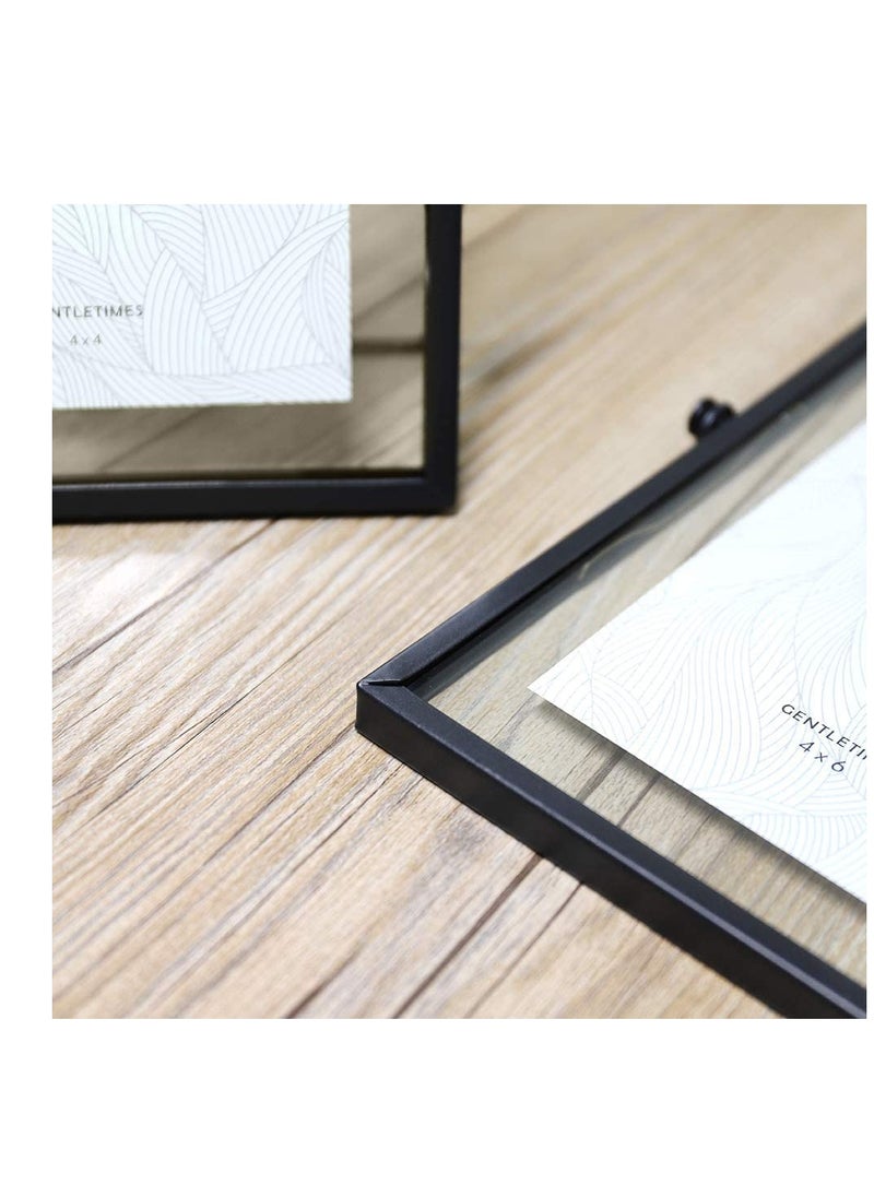 SYOSI Set of 3 Glass Picture Frame, Collection Simple Metal Floating Frame with Glass Cover Includes 4x4, 4x 6, 5x7  - Image 5