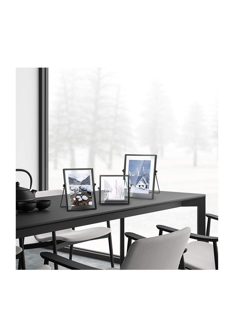 SYOSI Set of 3 Glass Picture Frame, Collection Simple Metal Floating Frame with Glass Cover Includes 4x4, 4x 6, 5x7  - Image 4