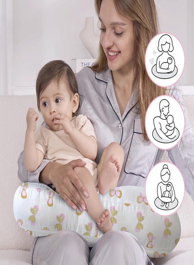 LittleDuds Baby Feeding Pillow for New Born Baby, Breastfeeding & Nursing Pillow with Removable Cover, Infant Support Cushion for 0–24 Months, Tummy Time Pillow | Cottage Care (Gold Butterfly) - Image 3