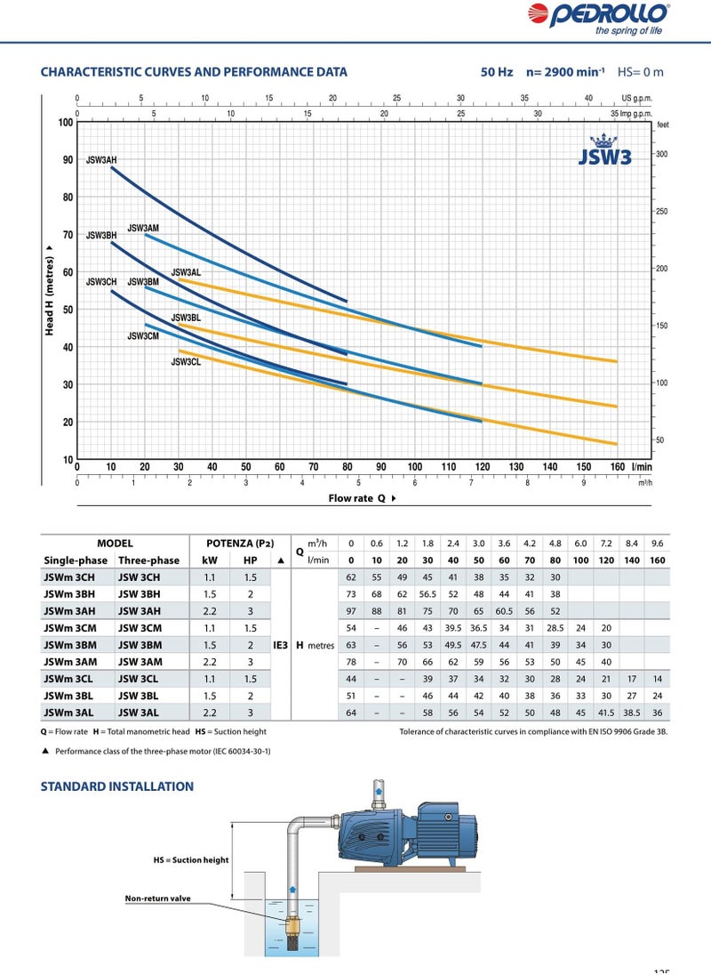 Pedrollo - JSWm 3BH Self-priming Pump 1 Phase 2 HP - Image 1