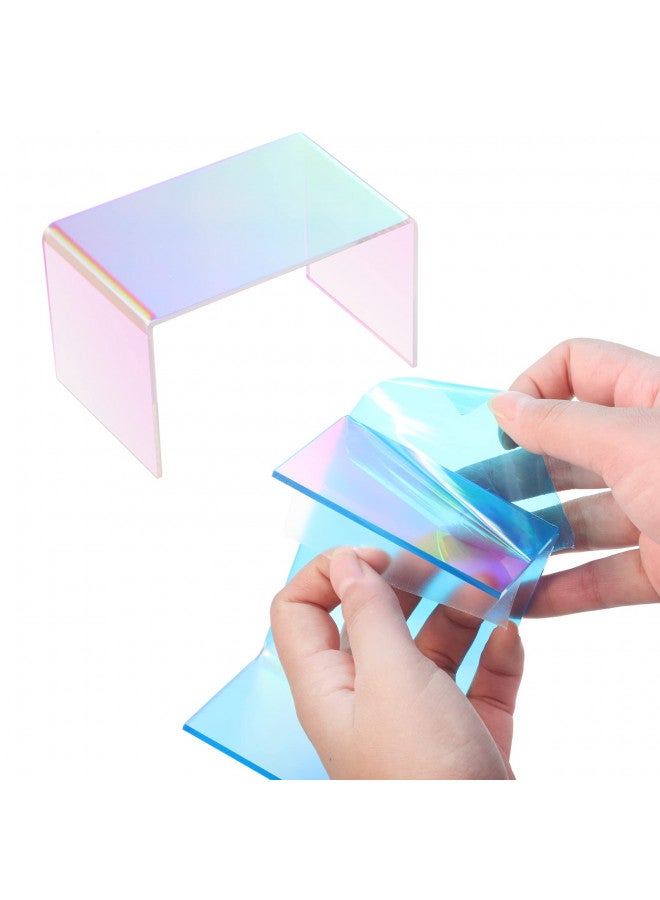 Chuangdi Chuangdi 6 Pack Rainbow Clear Large Acrylic Display Riser Set Product Stand 3 Tiered Rectangle Tabletop Jewelry Display Riser Showcase Organize Shelf for Dessert Cupcake Candy Treat Action Figure (Medium) - Image 4