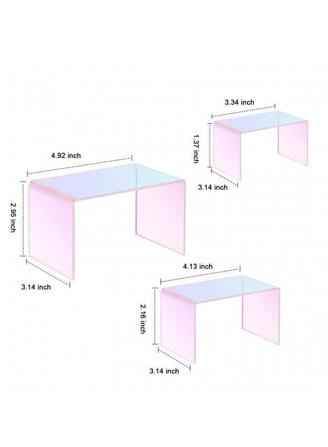 Chuangdi Chuangdi 6 Pack Rainbow Clear Large Acrylic Display Riser Set Product Stand 3 Tiered Rectangle Tabletop Jewelry Display Riser Showcase Organize Shelf for Dessert Cupcake Candy Treat Action Figure (Medium) - Image 3