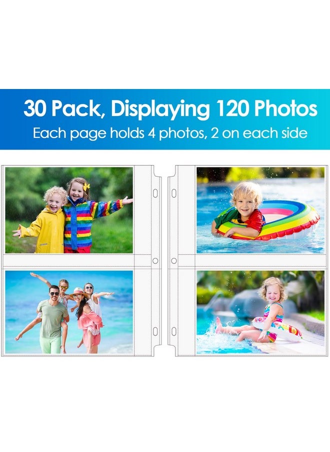 MaxGear - 30 Pack Photo Sleeves For 3 Ring Binder 5X7 120 Photos Archival Photo Pages Photo Protectors Photo Sheet Protector Refill Pages Protector 8.5 X 11 2 Pockets Per Page Holds Four 5X7 Pictures - Image 1