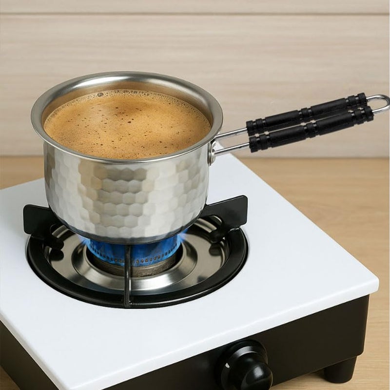 Expresso قدر صلصة متعدد الاستخدامات من الفولاذ المقاوم للصدأ | مثالي لتسخين الحليب، صنع الشاي والقهوة | 550 مل، سُمك ثقيل، قاعدة تحريض ومقبض باكليت | عنصر أساسي لا غنى عنه في المطبخ - Image 5