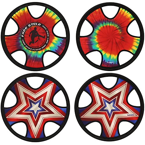 TurnWay Outdoor Two Soft Frisbee Throwing Disc Flying Disc Flying Saucer for Man and Woman in Yard Beach Lawn Camping Pool Neon Lamp Shield - Image 1