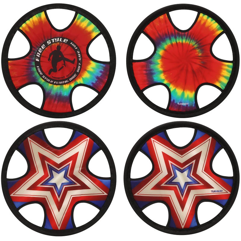 TurnWay Outdoor Two Soft Frisbee Throwing Disc Flying Disc Flying Saucer for Man and Woman in Yard Beach Lawn Camping Pool Neon Lamp Shield - Image 2