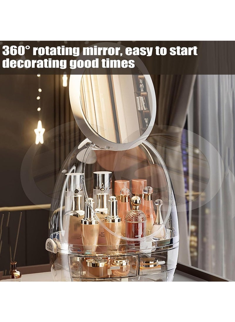 ARNOTEC - Cosmetic Makeup Organizer, LED Mirror Large Cosmetic Storage Box Cosmetics Storage Display Case with Drawers, Dust Water Proof Jewelry Lipstick Organizer for Vanity Dresser - Image 1