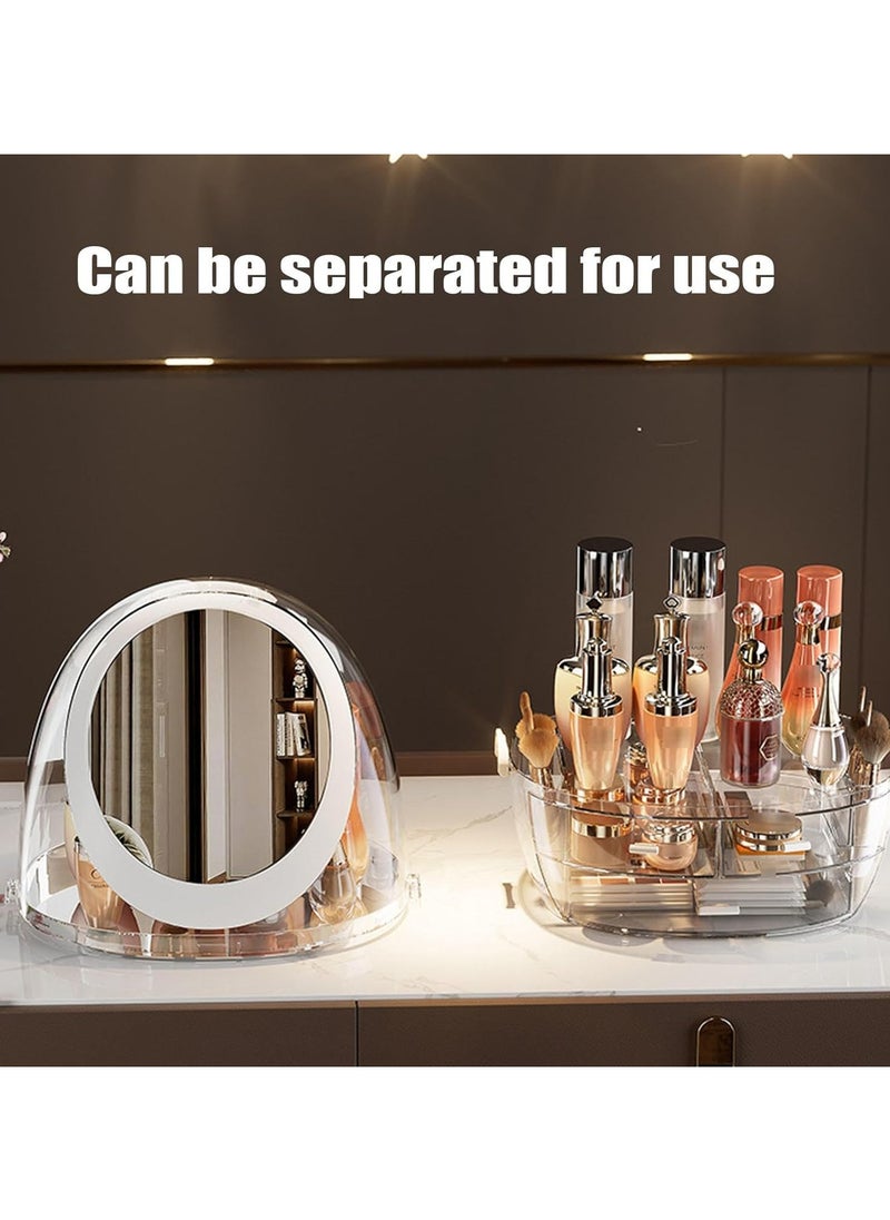 ARNOTEC - Cosmetic Makeup Organizer, LED Mirror Large Cosmetic Storage Box Cosmetics Storage Display Case with Drawers, Dust Water Proof Jewelry Lipstick Organizer for Vanity Dresser - Image 1