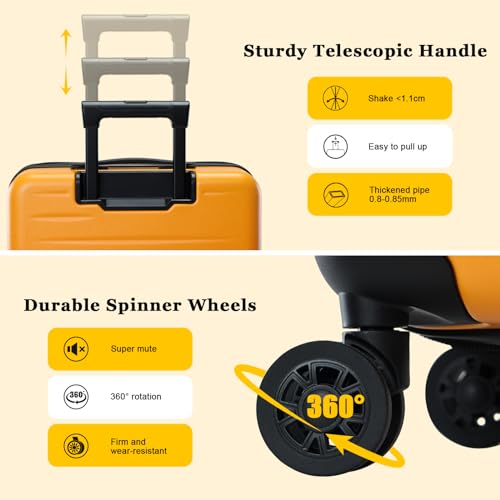 CENSIEN 16 Inch Carry On Luggage Airline Approved, Expandable Lightweight ABS+PC Hard Shell Suitcases with 360° Spinner Wheels, TSA Lock, YKK Zippers (Orange, 1 PC) - Image 5