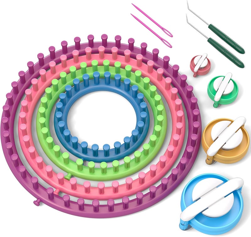 Readaeer Round Knitting Looms Set Craft Kit Tool with Hook Needle and Pompom Maker - Image 1