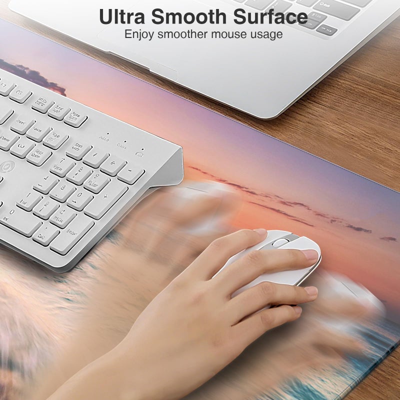 abc.mat Wireless Charging Mouse Pad, 31.5"x15.8" Large Gaming Desk Mat for Keyboard/Laptop, Waterproof Ultra-Smooth Surface, Non-Slip Base, with 20W PD Adapter, Beach Sunset - Image 5