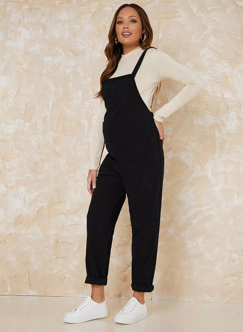 Maternity Solid Cord Overalls Without Top  - Image 4