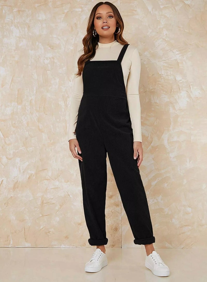 Maternity Solid Cord Overalls Without Top  - Image 3