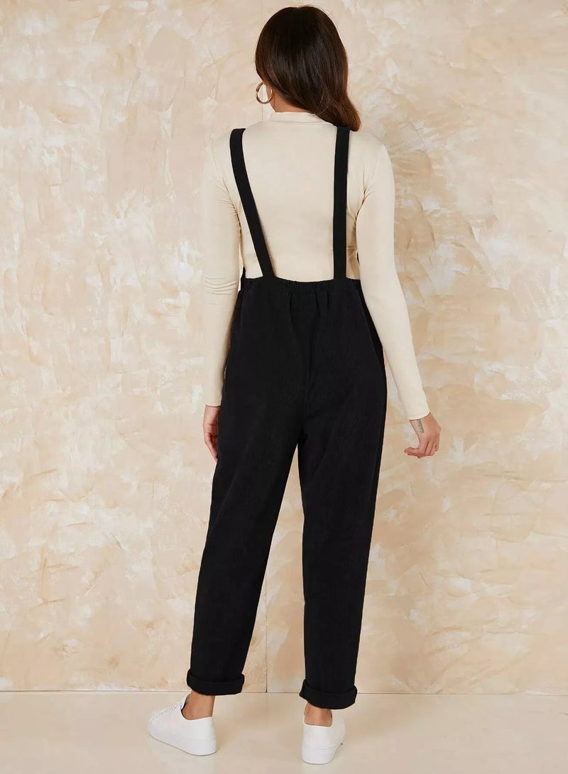 Maternity Solid Cord Overalls Without Top  - Image 2