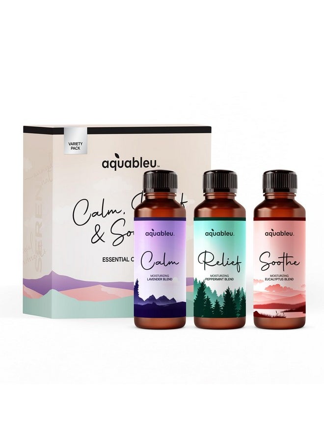 Aquableu - Essential Massage Oil Gift Set Serenity Trio Sooth Calm Relief Includes Lavender Peppermint & Eucalyptus Massage Oil Blends 80 Ml Per Bottle In Beautiful Packaging Great Gift For Women - Image 1
