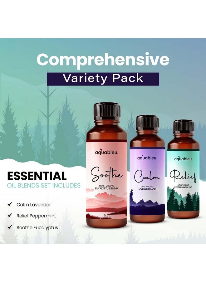 Aquableu - Essential Massage Oil Gift Set Serenity Trio Sooth Calm Relief Includes Lavender Peppermint & Eucalyptus Massage Oil Blends 80 Ml Per Bottle In Beautiful Packaging Great Gift For Women - Image 1