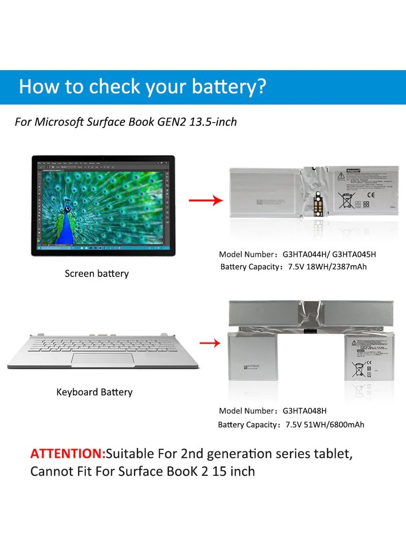 Generic - Battery replacement for  Surface BOOK 2 - G3HTA048H - Image 1