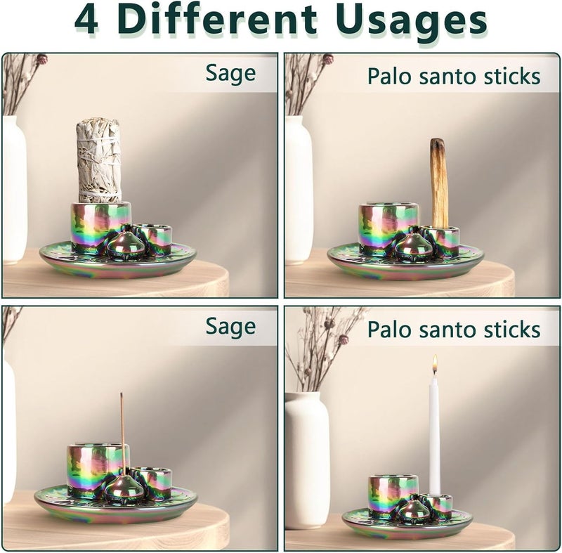 ChicAbode Ceramic Incense Stick Holder,Home Yoga 3 in 1 Incense Burner Sage Holder for Burning - Image 3