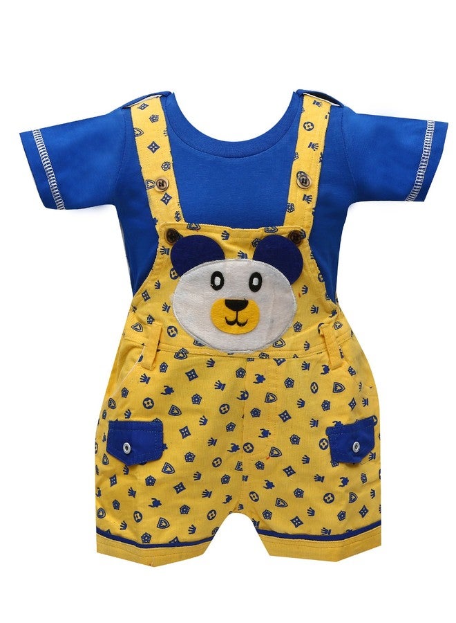 Balloons Unisex Baby Romper Cotton-Dungaree Set (Yellow, 12-18 Months) - Image 1