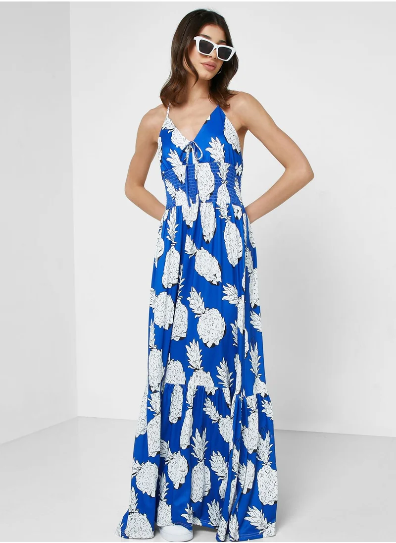 Ginger Cutout Back Detail Printed Dress