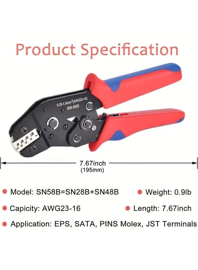 SN 58B Ratchet Crimping Pliers 0 25 1 5mm² AWG23 16 For Dupont Jumper Wire Terminals - Image 4