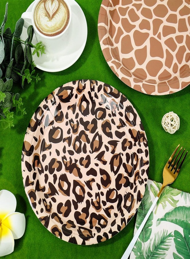 Whaline Animal Print Party Supplies 9 Inch Jungle Safari Animal Forest Disposable Paper Plates with Luncheon Paper Napkins for Birthday Baby Shower Zoo Party, Serve 48 - Image 3