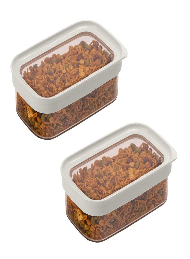 StacPro Acrylic Airtight Kitchen Containers 500 ML, Pack of 2 | BPA Free Stackable Jar, Modular Storage, Pantry Organiser, Fridge & Dishwasher Safe, Stain Resistant, Clear & Transparent (White) - Image 1