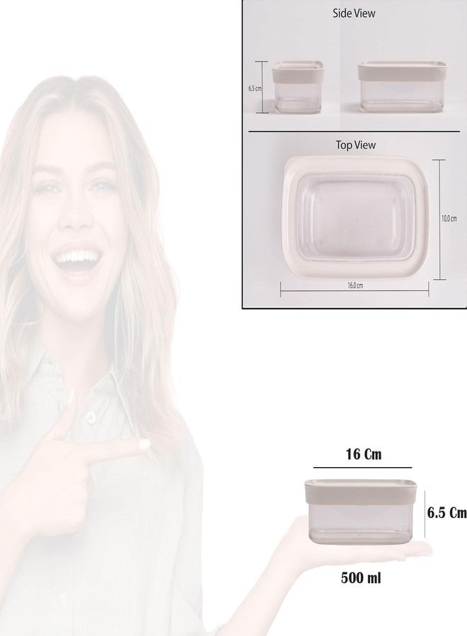 StacPro Acrylic Airtight Kitchen Containers 500 ML, Pack of 2 | BPA Free Stackable Jar, Modular Storage, Pantry Organiser, Fridge & Dishwasher Safe, Stain Resistant, Clear & Transparent (White) - Image 3