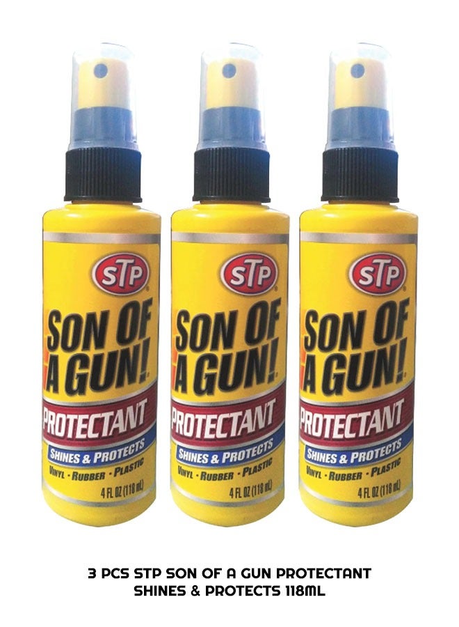 STP 3 Pieces Car Dash Protectant  Cleaner, Cleans Shines And Protects Vinyl Rubber And Plastic - STP 118ml x 3 - Image 1