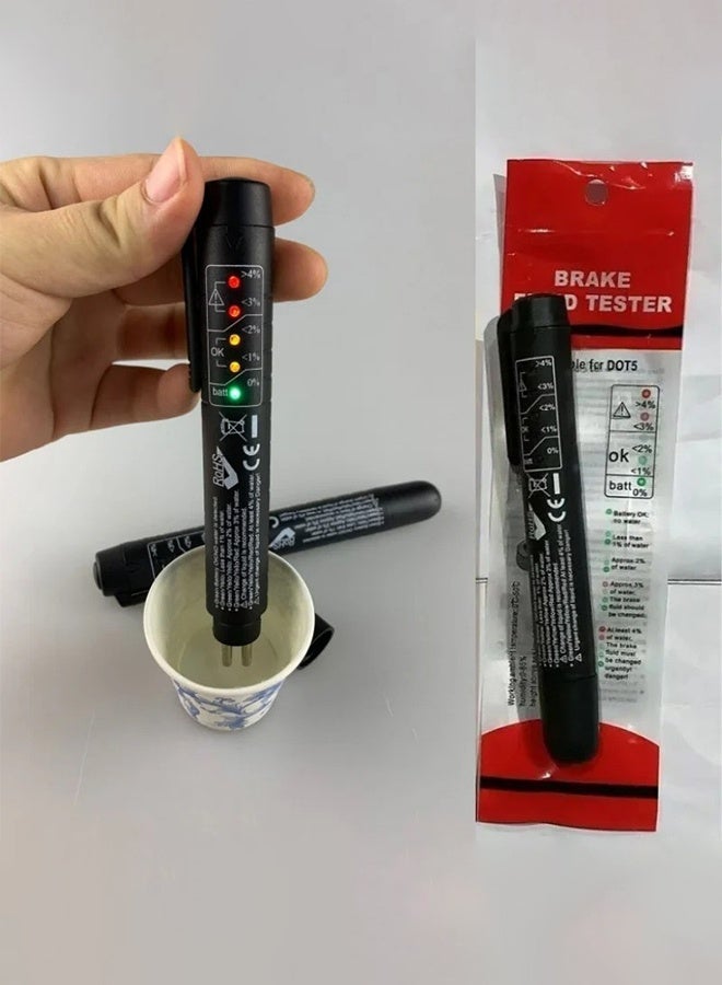 Brake Fluid Tester Pen,Automotive Brake Liquid Moisture Detector with 5 LED Indicators,Car Diagnostic Tool for DOT3 DOT4 DOT5.1 - Image 2