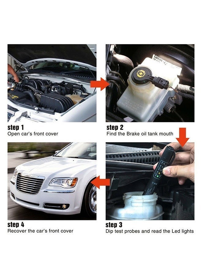 Brake Fluid Tester Pen,Automotive Brake Liquid Moisture Detector with 5 LED Indicators,Car Diagnostic Tool for DOT3 DOT4 DOT5.1 - Image 4