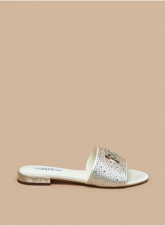 ELLE Women's Logo Detail Slip-On Sandals