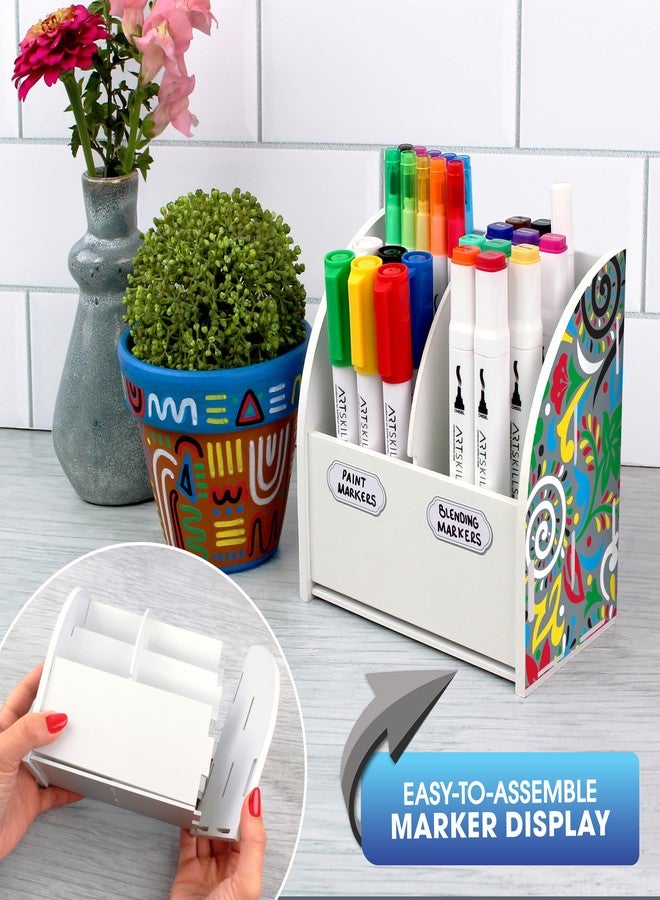 ArtSkills Marker Set with Desk Organizer Caddy, Marker Storage for Alcohol Markers, Acrylic Paint Pens, Brush Tip Markers - Image 4