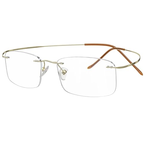 Eyekepper Titanium Rimless Reading Glasses Readers Men Women Gold 125 - Image 1