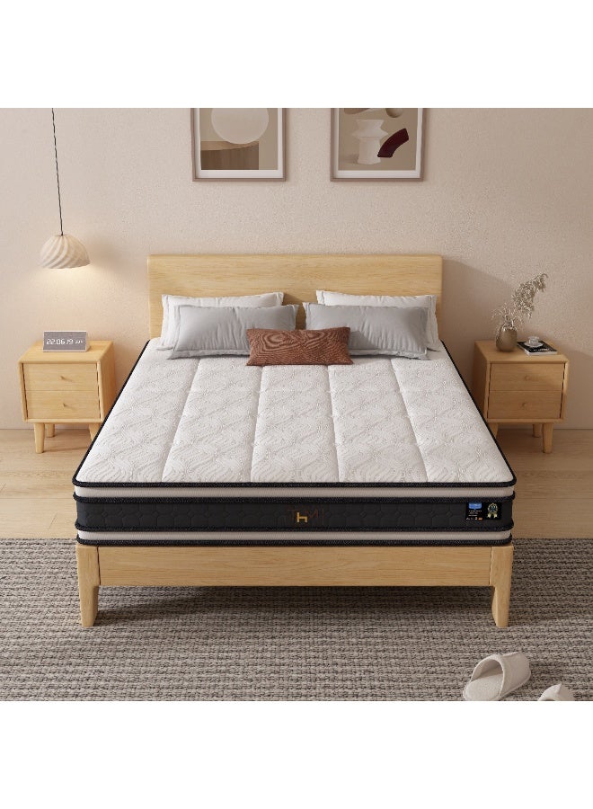 The Home Mart Single Size 30 cm Hybrid Reversible Pocket Spring Mattress with Cool Gel Memory Foam, Advanced Motion Isolation & Pressure Relief – Medium Firm Support for Restful Sleep (California Queen: 160x200) - Image 1