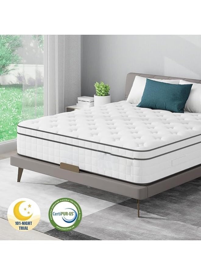 The Home Mart - The Home Mart Single Size 30 cm Hybrid Reversible Pocket Spring Mattress with Cool Gel Memory Foam, Advanced Motion Isolation & Pressure Relief – Medium Firm Support for Restful Sleep (California Queen: 160x200) - Image 1