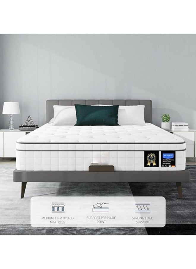 The Home Mart - The Home Mart Single Size 30 cm Hybrid Reversible Pocket Spring Mattress with Cool Gel Memory Foam, Advanced Motion Isolation & Pressure Relief – Medium Firm Support for Restful Sleep (California Queen: 160x200) - Image 1